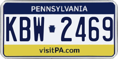 PA license plate KBW2469