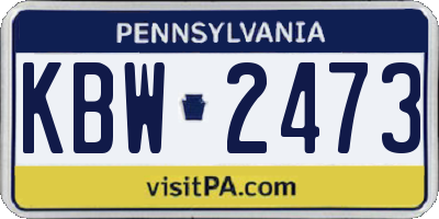 PA license plate KBW2473