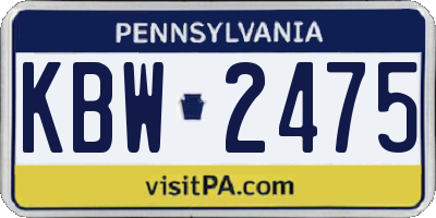 PA license plate KBW2475