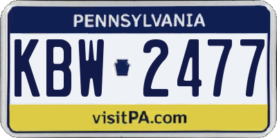 PA license plate KBW2477