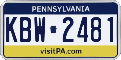 PA license plate KBW2481