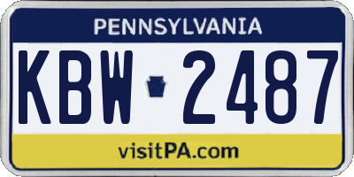PA license plate KBW2487