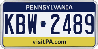 PA license plate KBW2489