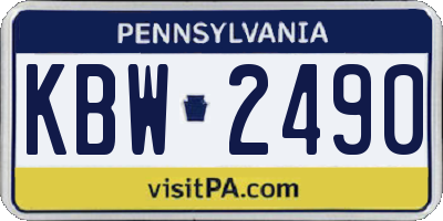 PA license plate KBW2490