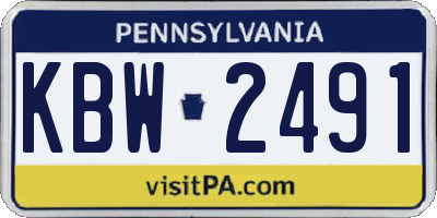 PA license plate KBW2491