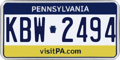 PA license plate KBW2494