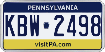 PA license plate KBW2498