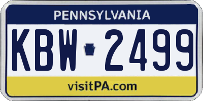 PA license plate KBW2499