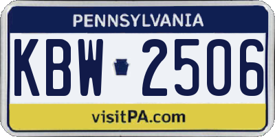 PA license plate KBW2506