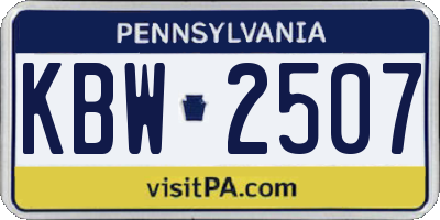 PA license plate KBW2507