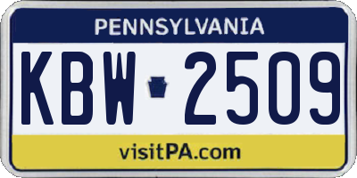 PA license plate KBW2509
