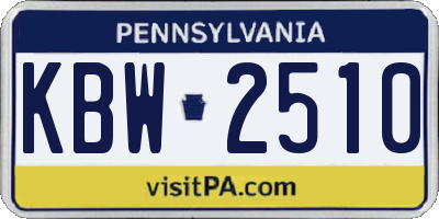 PA license plate KBW2510