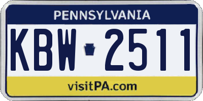 PA license plate KBW2511