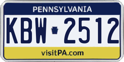 PA license plate KBW2512
