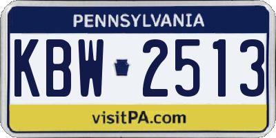 PA license plate KBW2513
