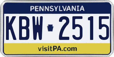 PA license plate KBW2515