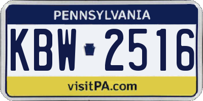 PA license plate KBW2516