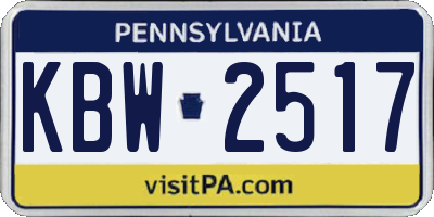 PA license plate KBW2517