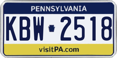 PA license plate KBW2518