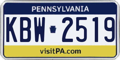 PA license plate KBW2519