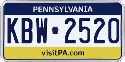 PA license plate KBW2520