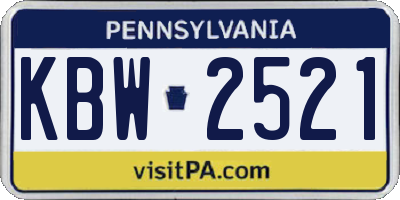 PA license plate KBW2521