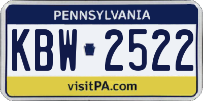 PA license plate KBW2522