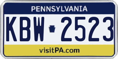 PA license plate KBW2523