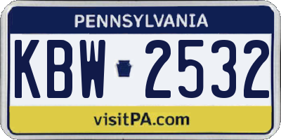 PA license plate KBW2532