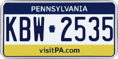 PA license plate KBW2535