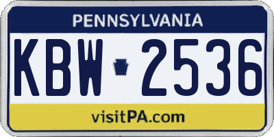 PA license plate KBW2536
