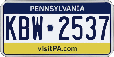 PA license plate KBW2537