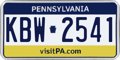 PA license plate KBW2541