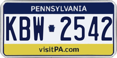 PA license plate KBW2542