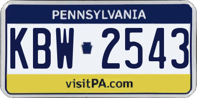 PA license plate KBW2543