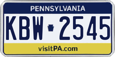 PA license plate KBW2545