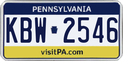 PA license plate KBW2546