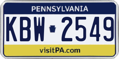 PA license plate KBW2549