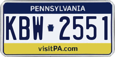 PA license plate KBW2551