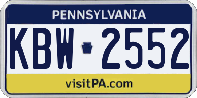 PA license plate KBW2552