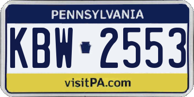 PA license plate KBW2553