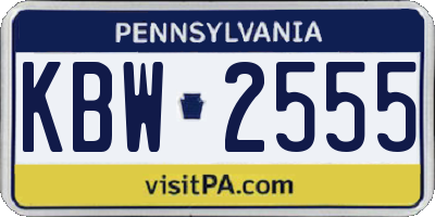 PA license plate KBW2555