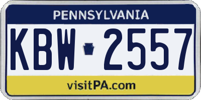PA license plate KBW2557