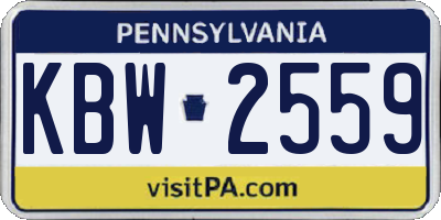 PA license plate KBW2559