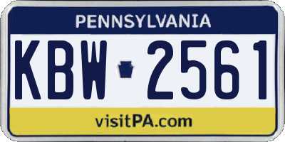 PA license plate KBW2561