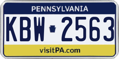 PA license plate KBW2563