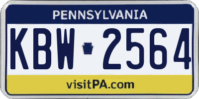 PA license plate KBW2564