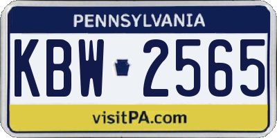 PA license plate KBW2565