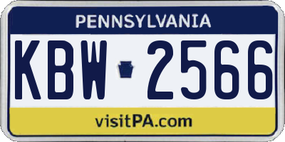 PA license plate KBW2566