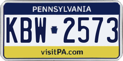 PA license plate KBW2573